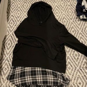 Hoodie with plaid underneath